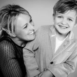 mum and son black and white