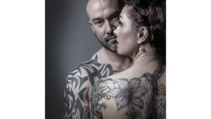Abstract photograph with tattoos couples photoshoot taken in the studio at Bartley Portraits in Chester Warrington