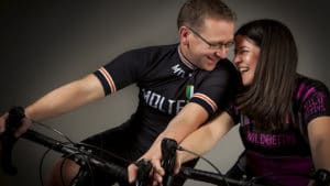 cycling portrait studio relationship bike laughing