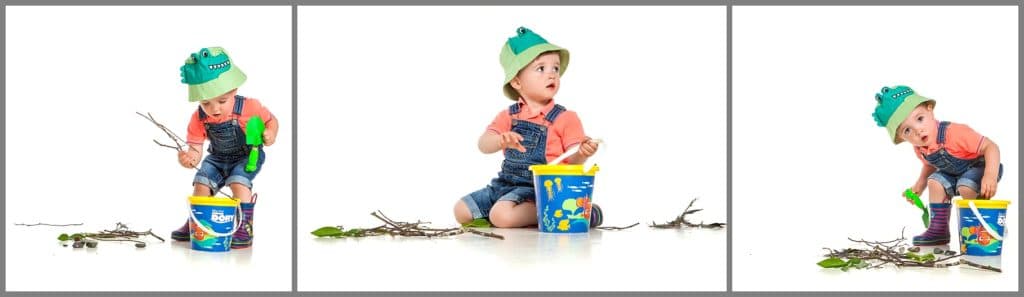 young boy wearing a green hat taken in portrait studio manchester