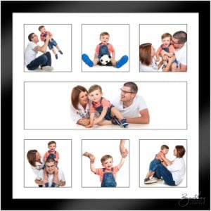 collection montage of a family portrait taken in studio