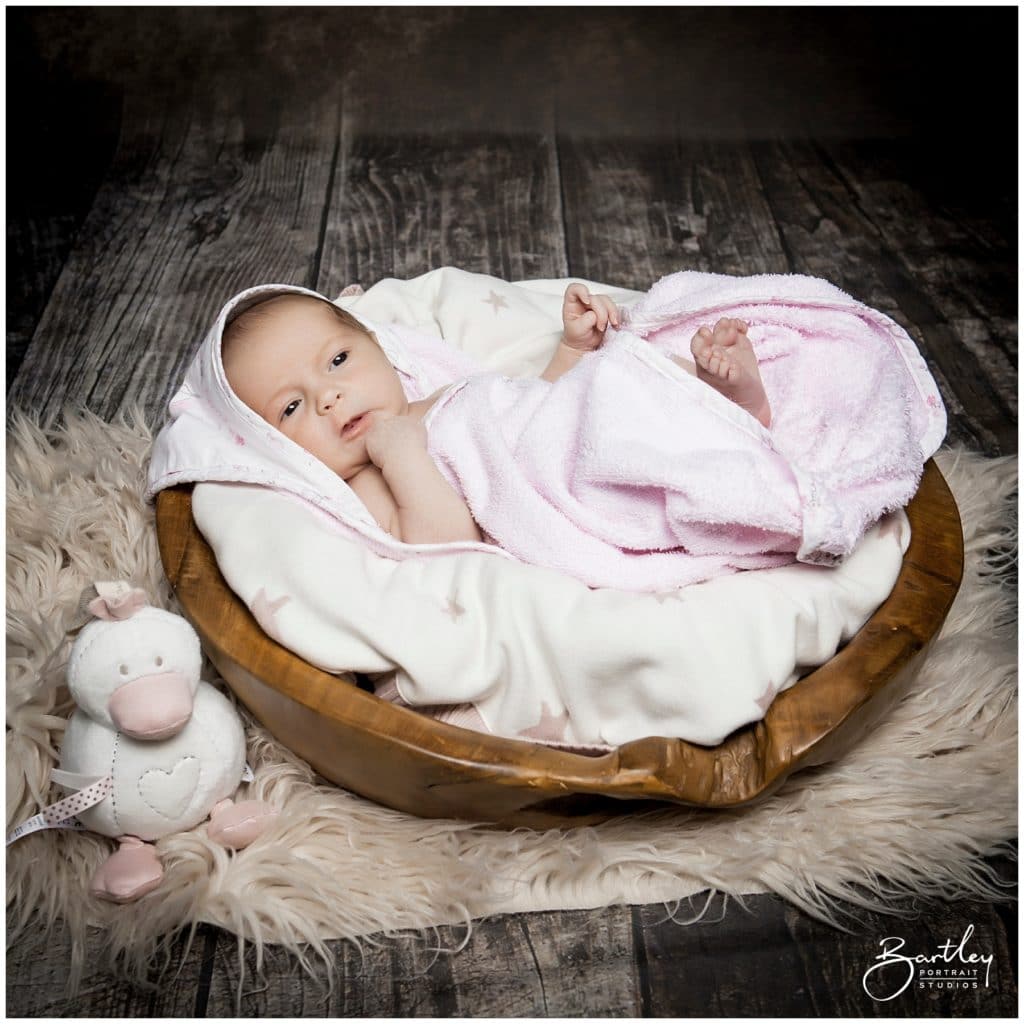 newborn baby portrait manchester sleeping in bowl