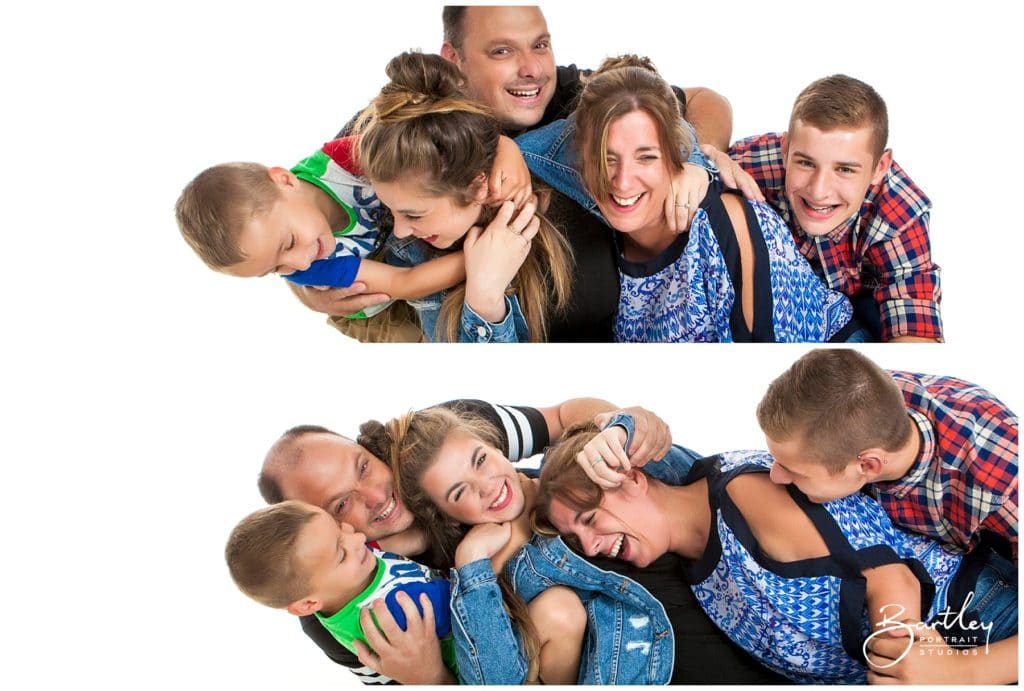 family having fun in photography studio