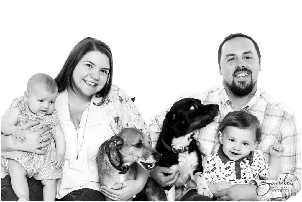 professional family portrait children and two dogs
