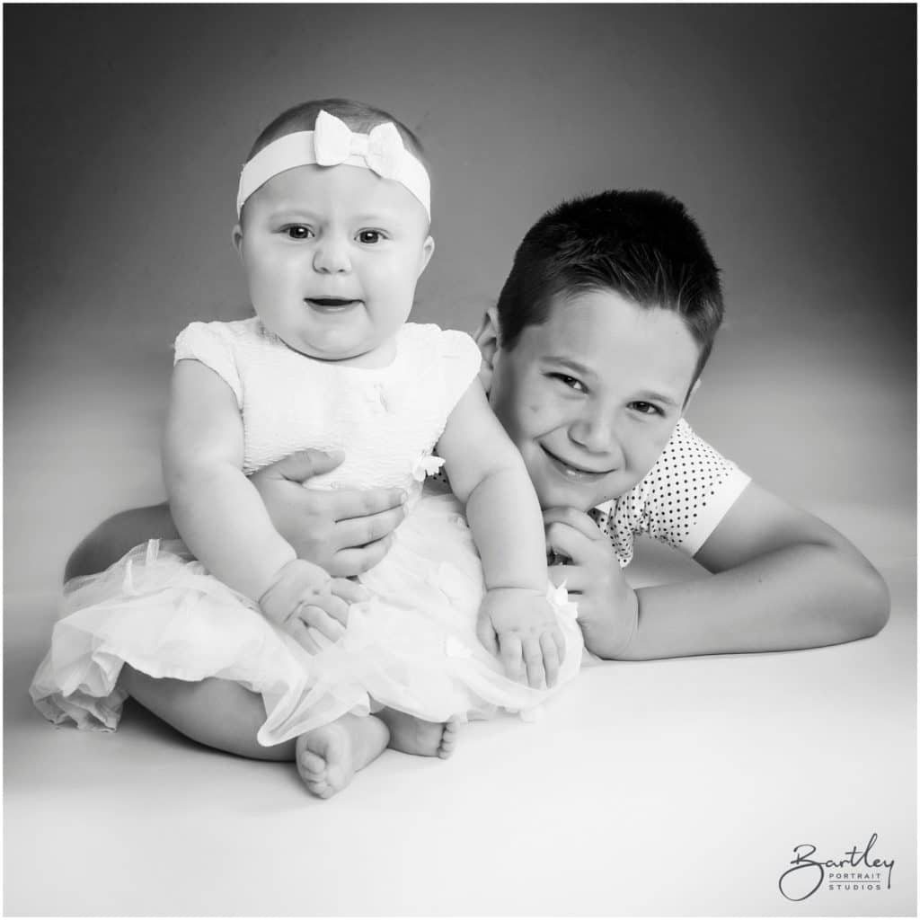 christening gown portrait with brother