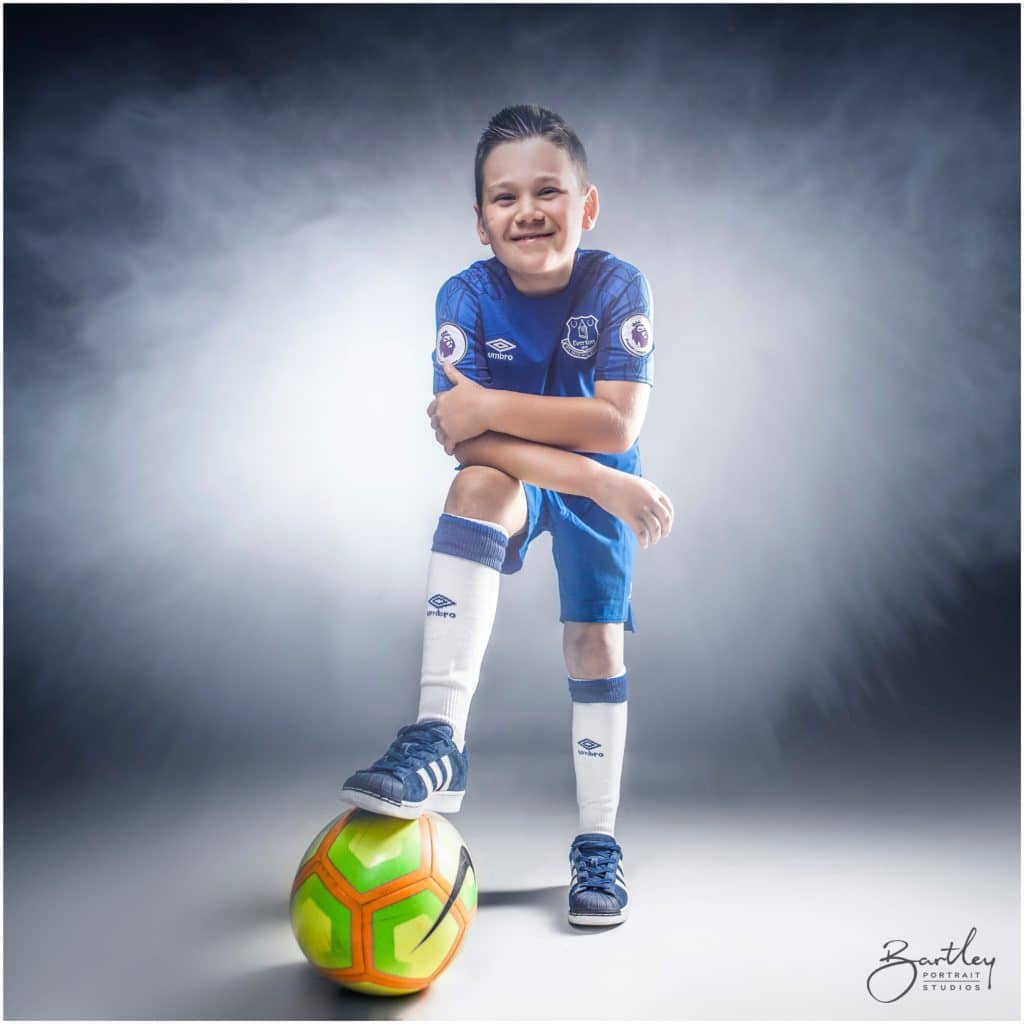 football kit in photography studio