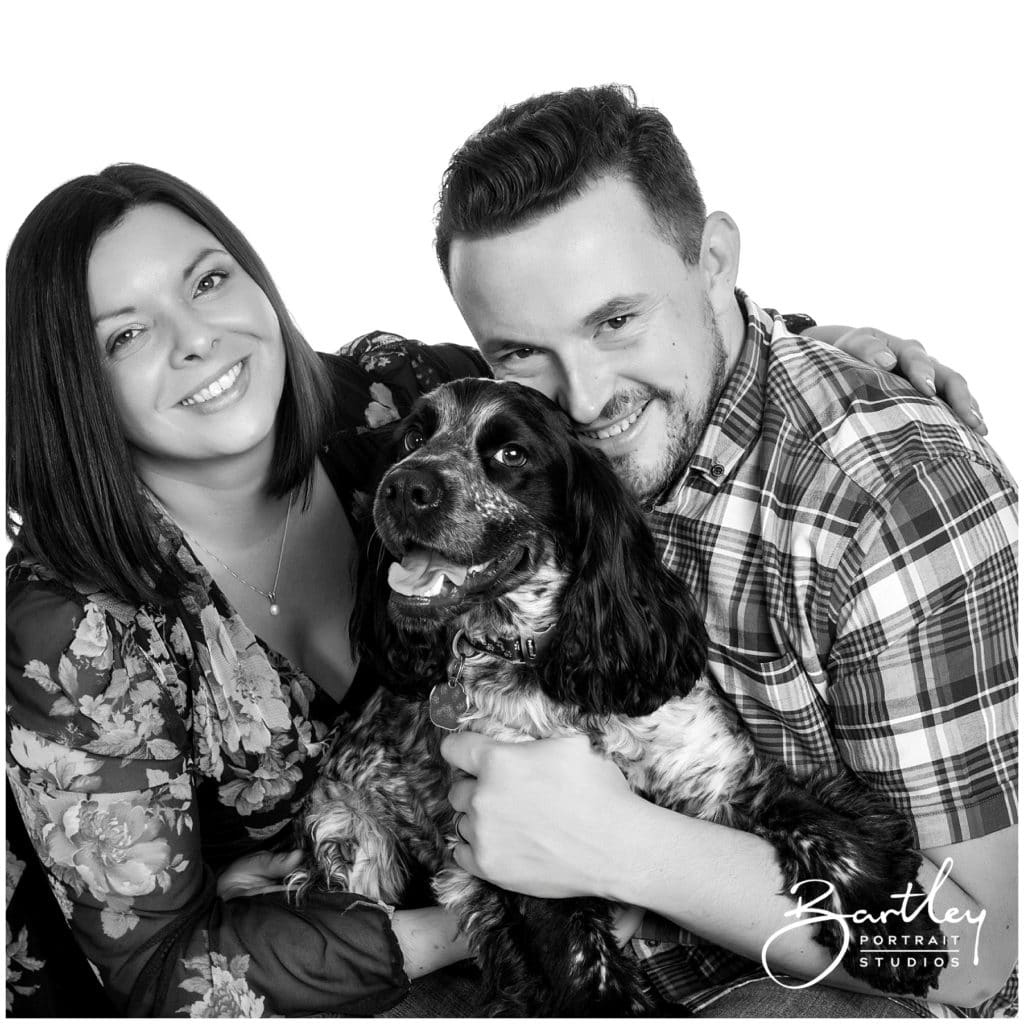 Cocker Spaniel with couple portrait